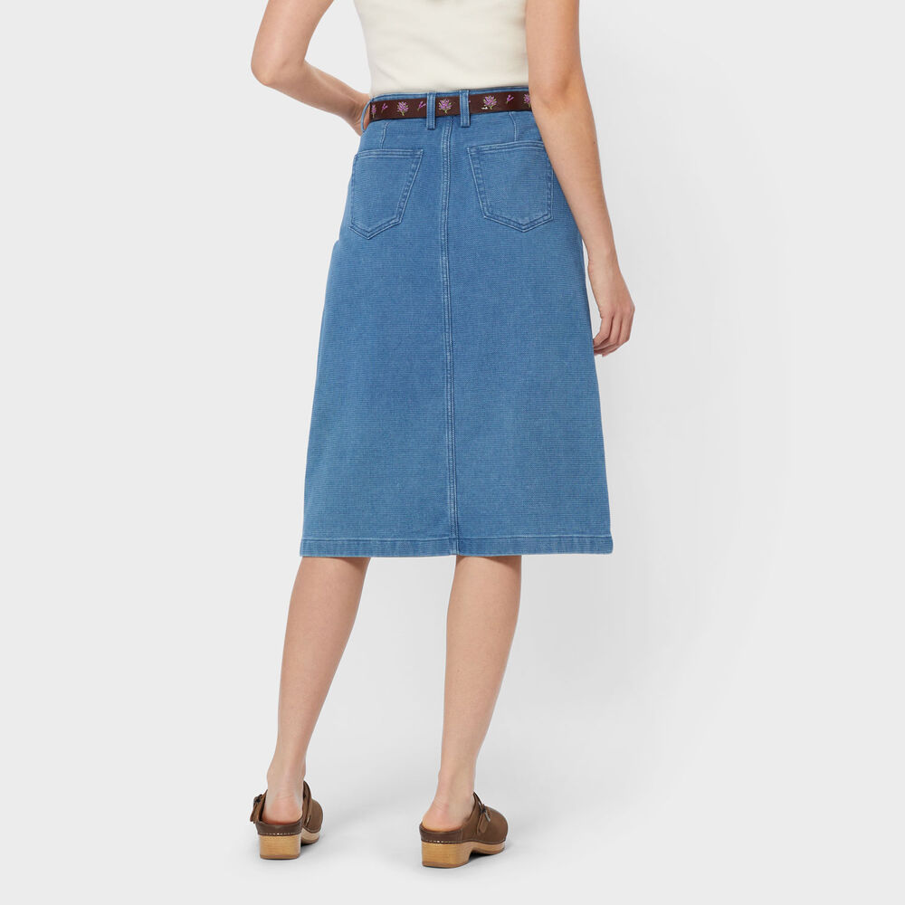 Women's Dobby Indigo Midi Skirt Main Image