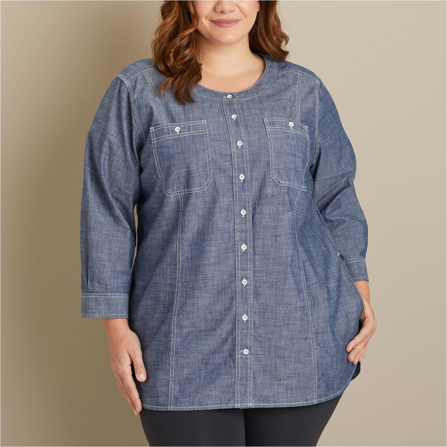 Women's Plus Free Range Chambray Tunic | Duluth Trading Company