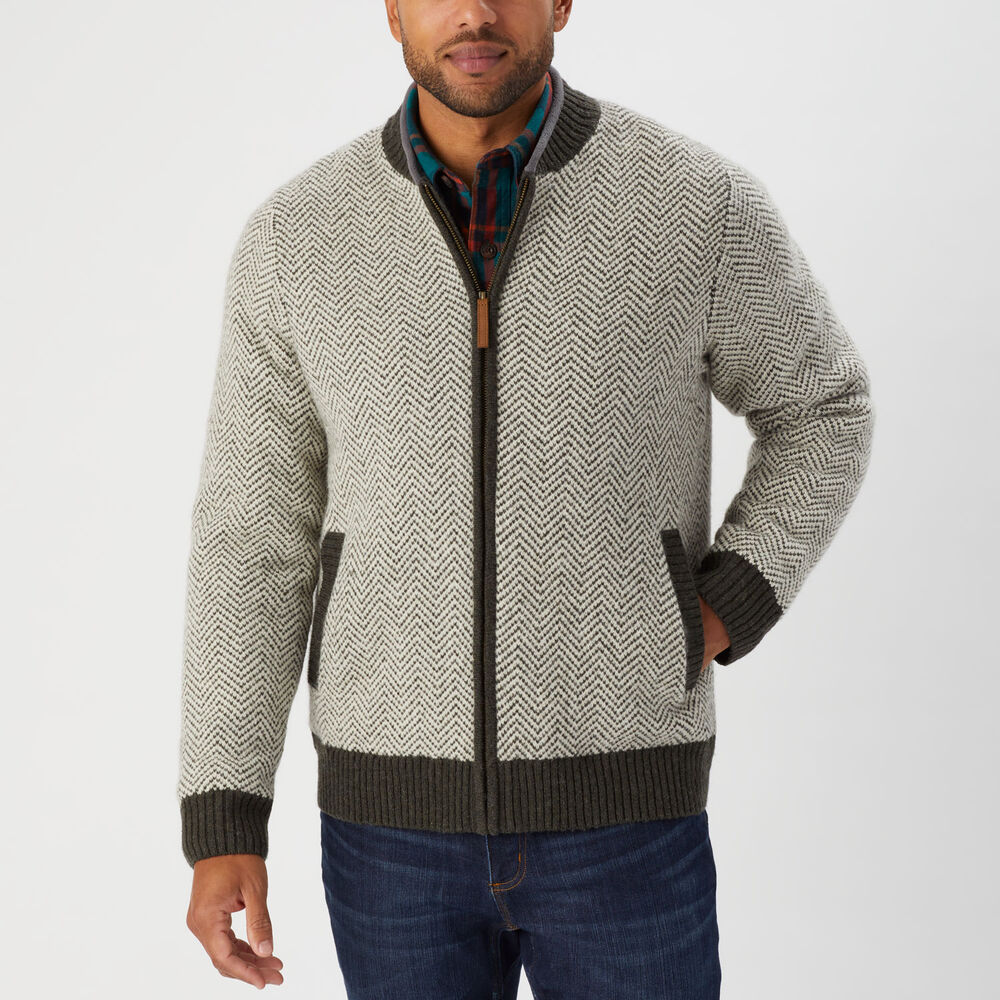 Men's Shetland Wool Windproof Pattern Zip Sweater Main Image