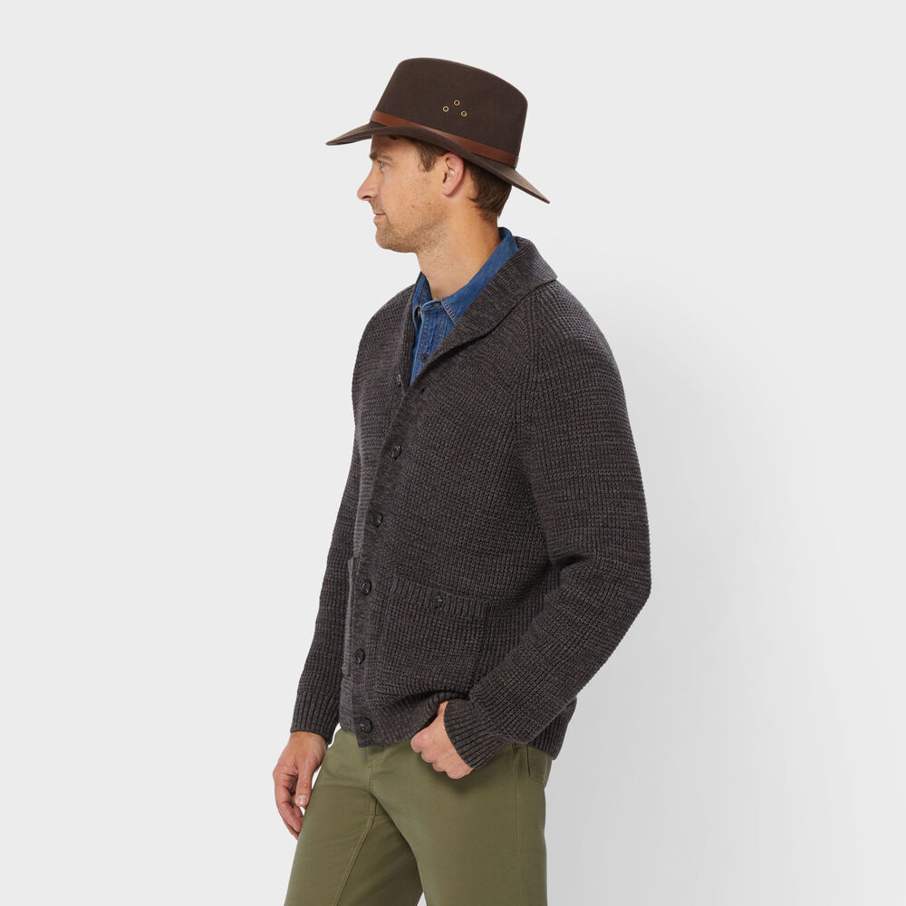 Men's Burly Retirement Shawl Collar Waffle Cardigan Main Image
