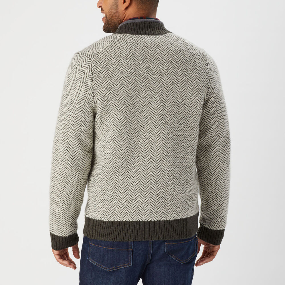 Men's Shetland Wool Windproof Pattern Zip Sweater Main Image