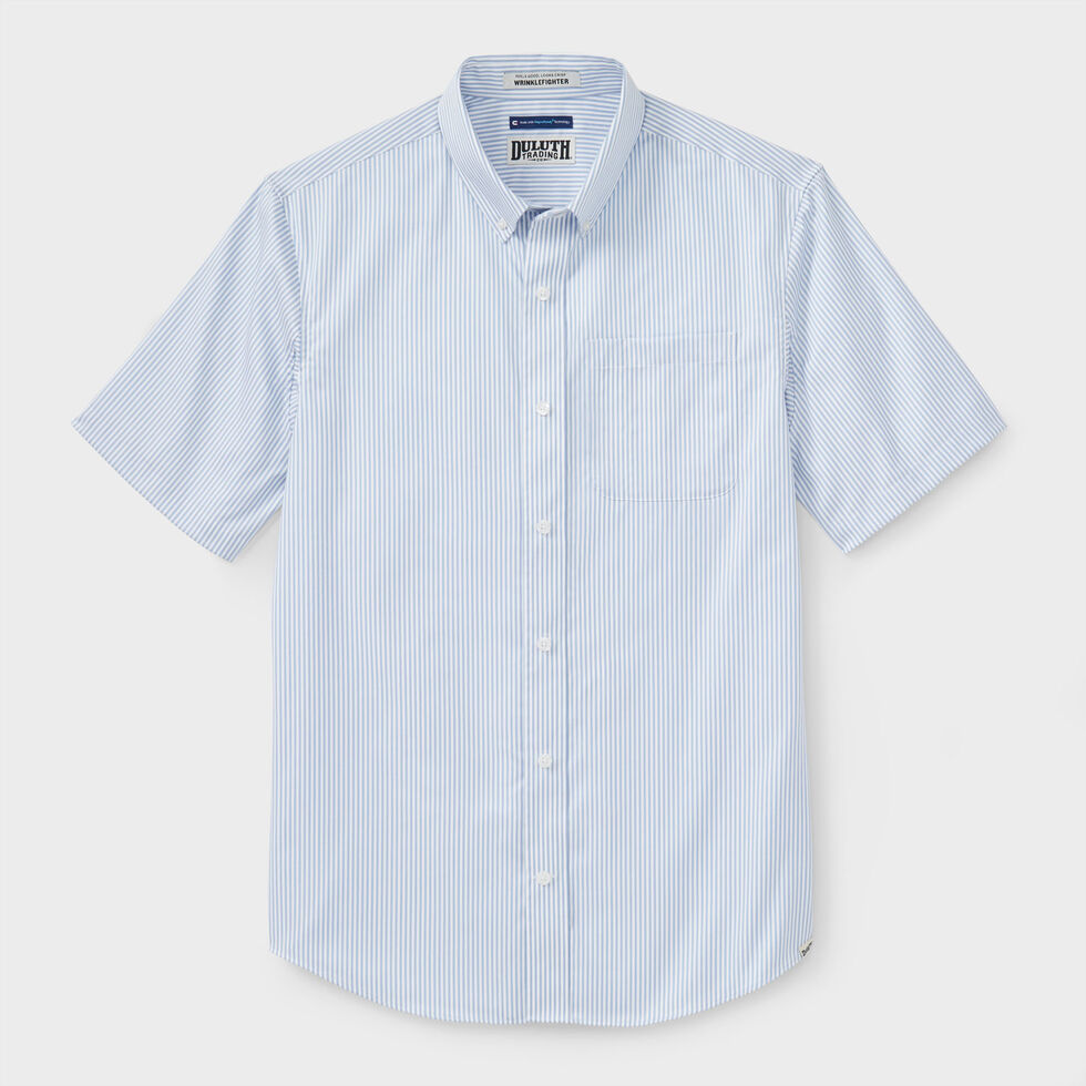 duluth trading dress shirts Men's Magnet Front Wrinklefighter Relaxed Fit Shirt - Blue 2XL REG