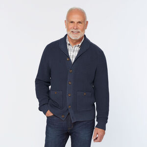 Men's Burly Retirement Shawl Collar Waffle Cardigan