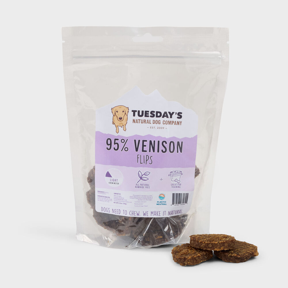Natural Dog Venison Flips Dog Treats  ONESIZE Main Image