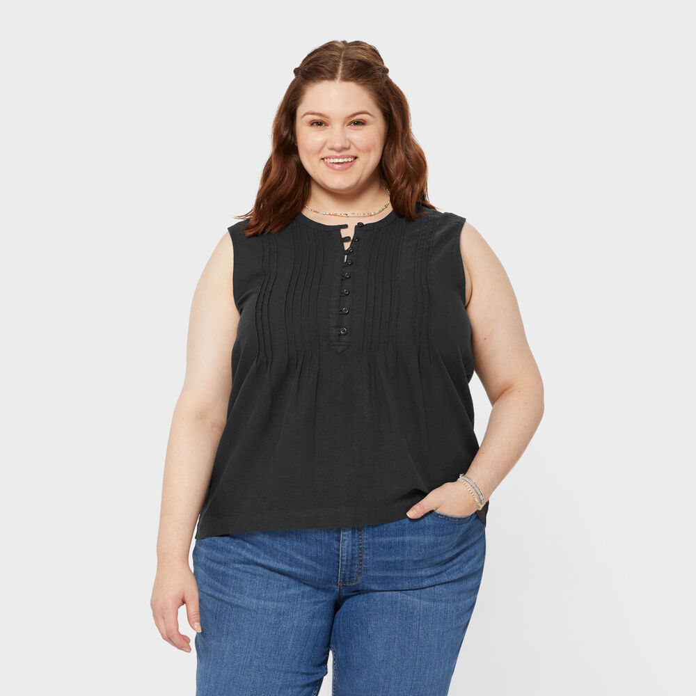 Women's Plus Artisan Hemp Pin-Tuck Tank Main Image