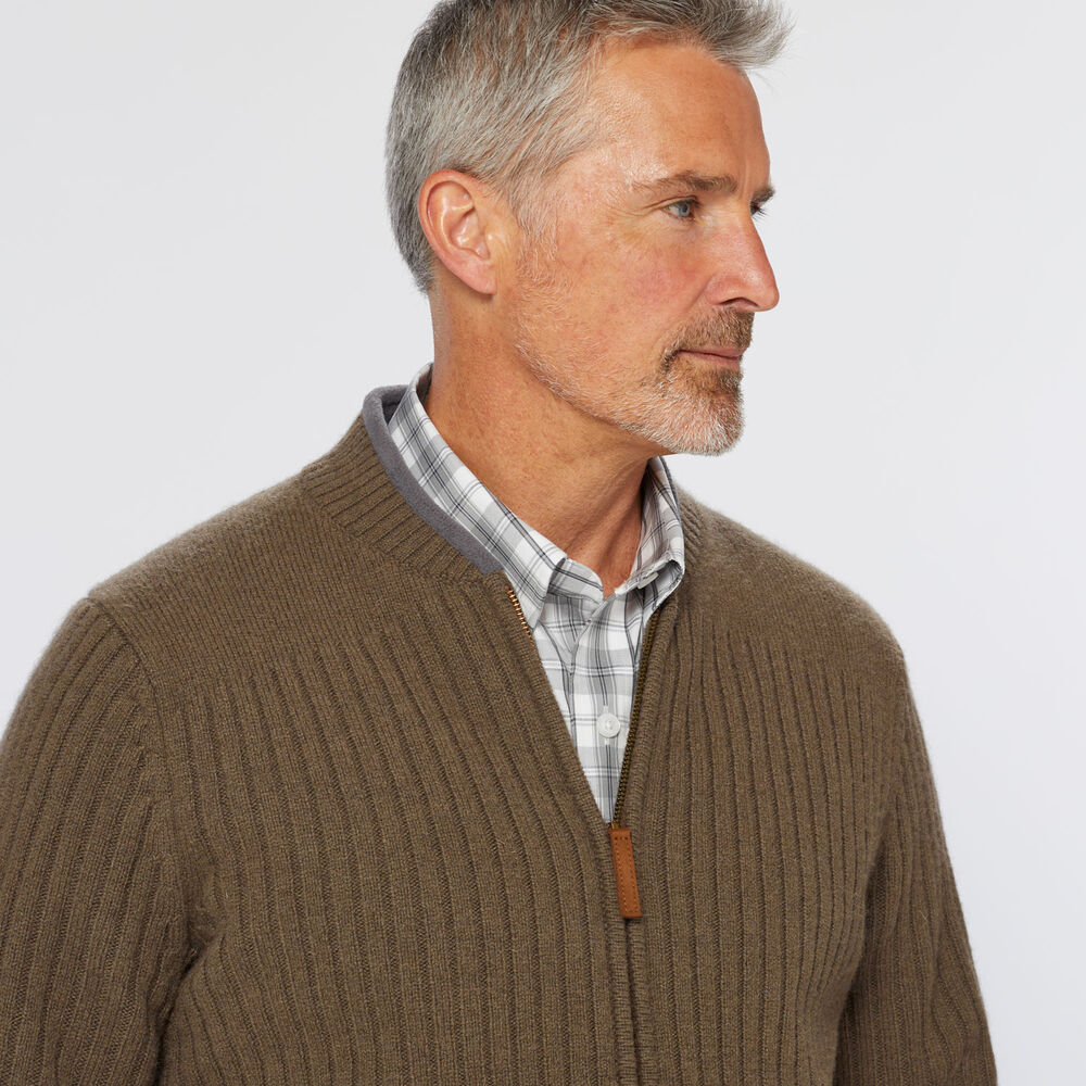 Men's Shetland Wool Windproof Zip Sweater Main Image