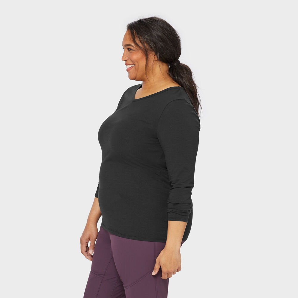 Women's Plus No-Yank Long Sleeve V-Neck T-Shirt Main Image