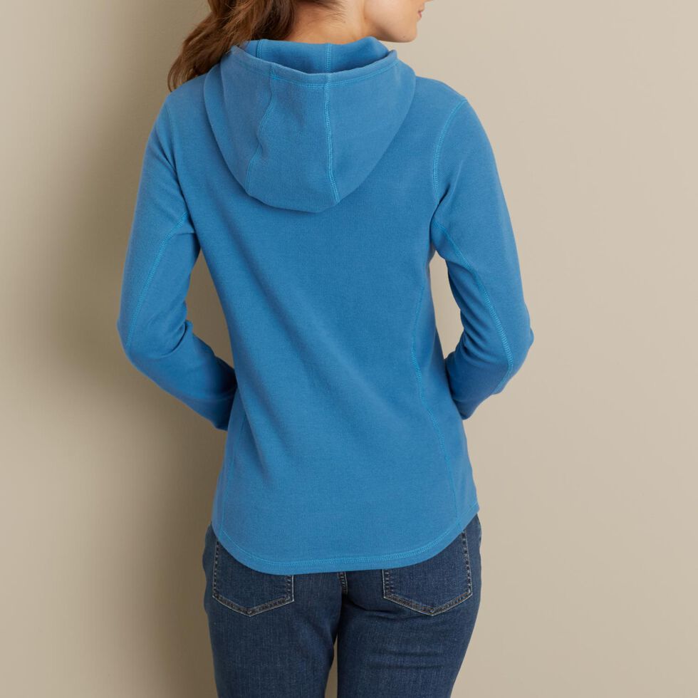 Long Sleeve Waffle Knit Tops For Women Women's Button-Down Hoodie - Waffle Knit V-Neck Tunic Sweatshirt, Cozy Lightweight Long Sleeve Plus Size Pullover Sweatshirts