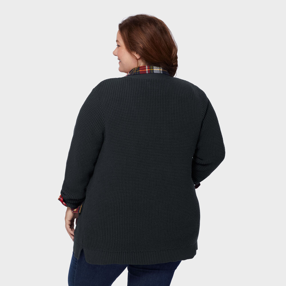 Women's Plus Heritage Waffle Stitch Cardigan Sweater Main Image