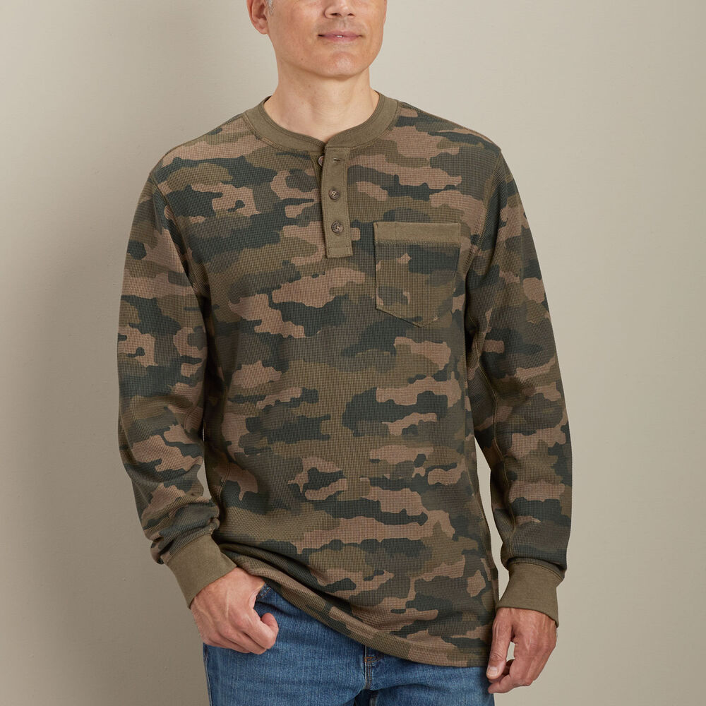 Men's Burly Thermal Camo Henley Shirt Main Image