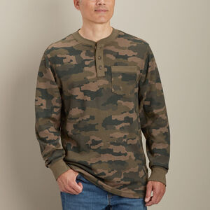 Men's Burly Thermal Camo Henley Shirt