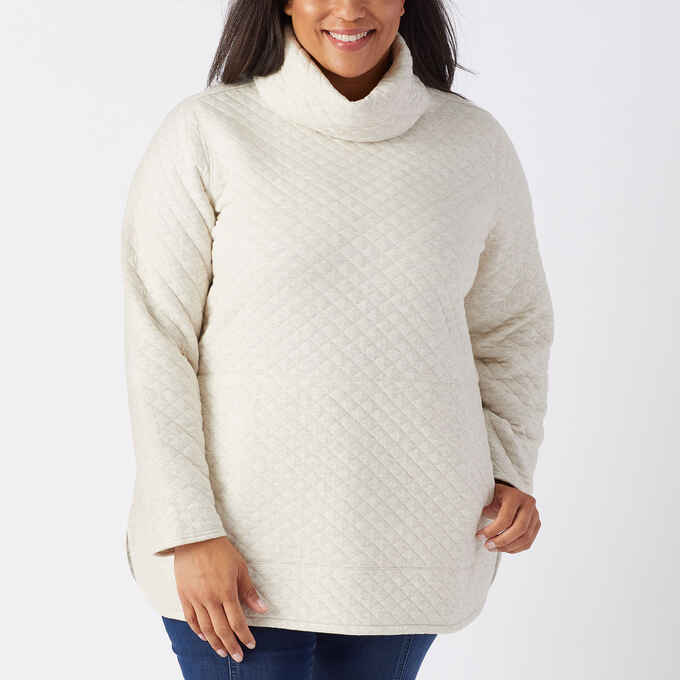 Women's Plus Quilted Sweatshirt Tunic