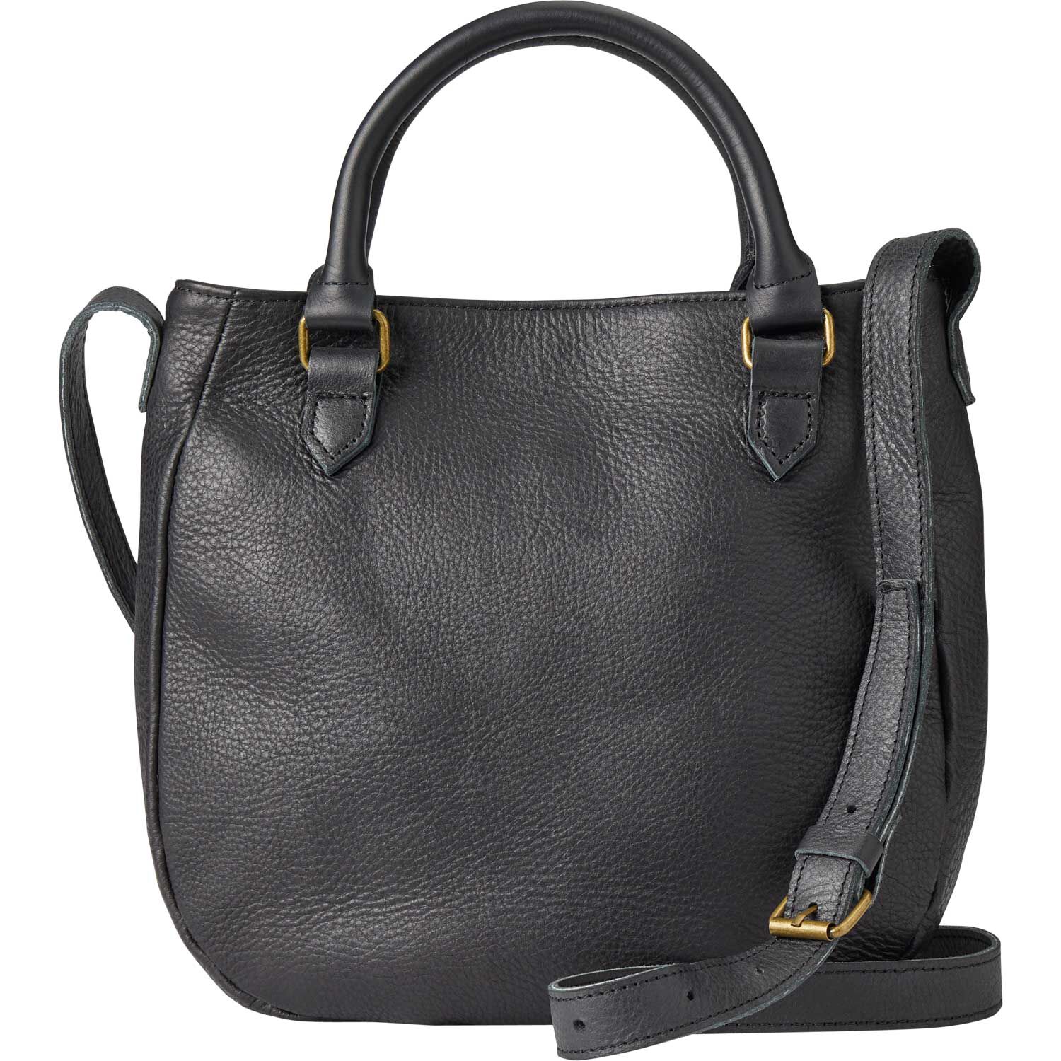 Vintage Womens Black Leather Small Saddle Handbag Shoulder Bag Purse f