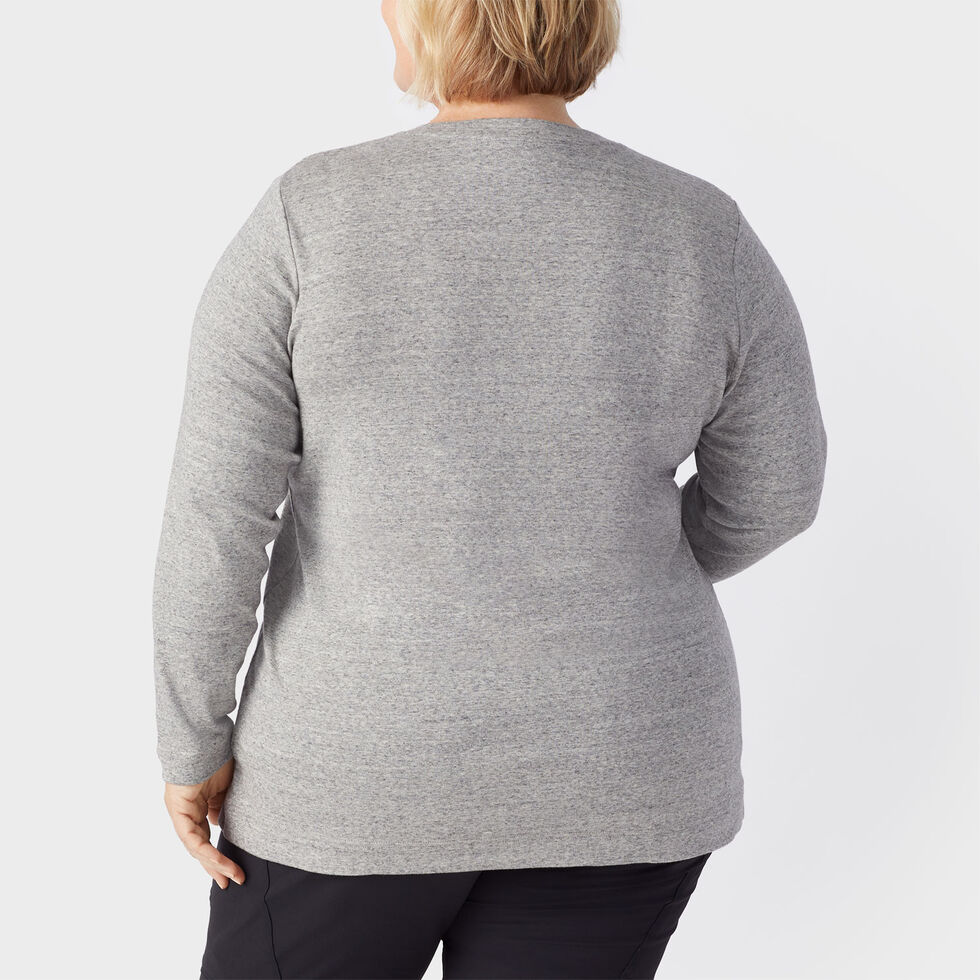 Woman Within Plus Size Long-Sleeve Henley Tee - Comfort Cotton Relaxed Fit