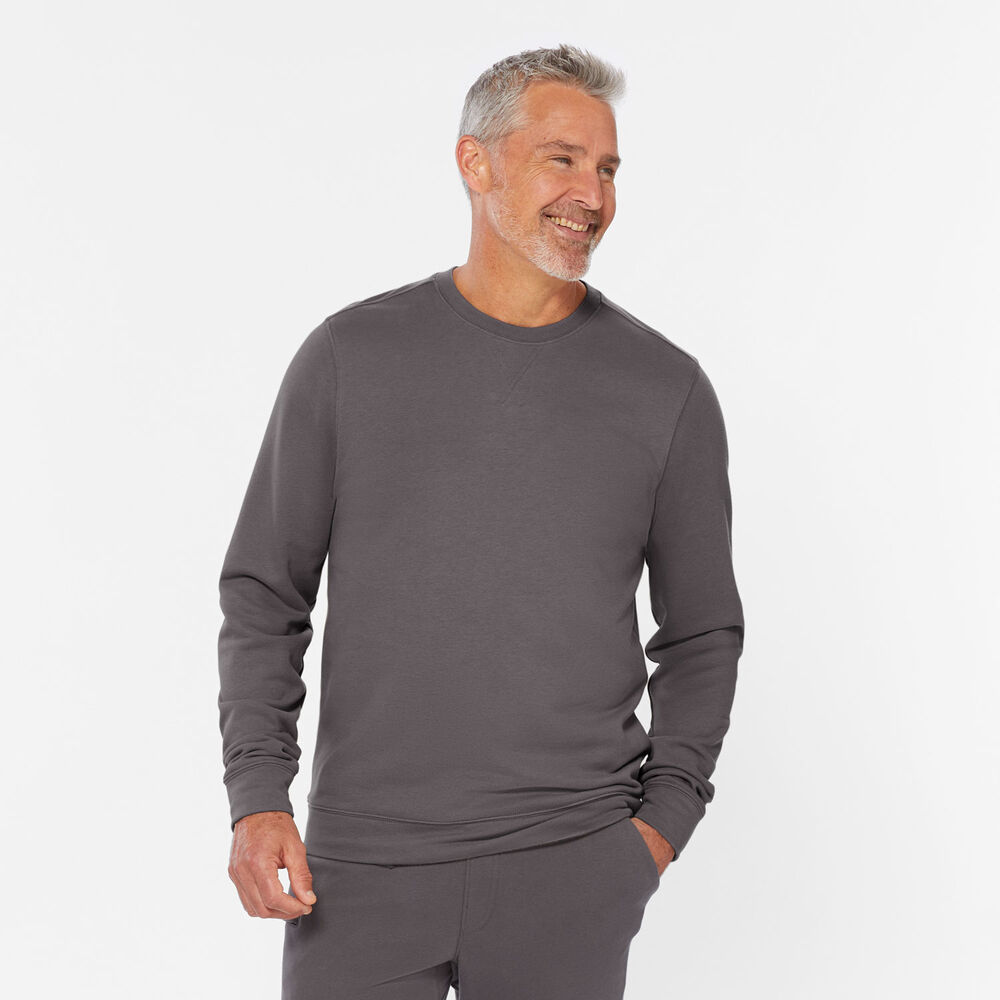 Men's Lazy French Terry Pullover Crew Sweatshirt Main Image