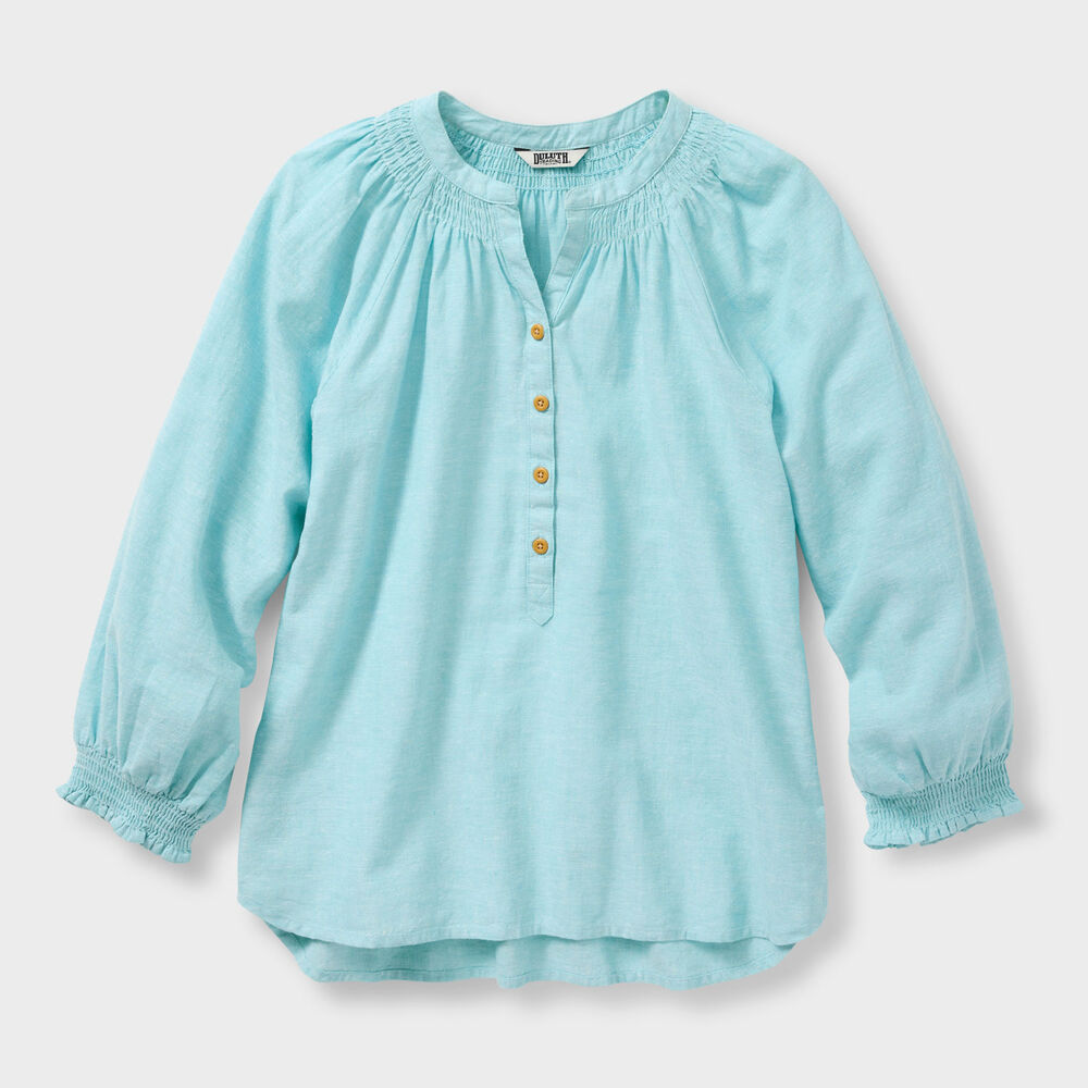 Women's Artisan Hemp 3/4 Sleeve Smocked Blouse Main Image