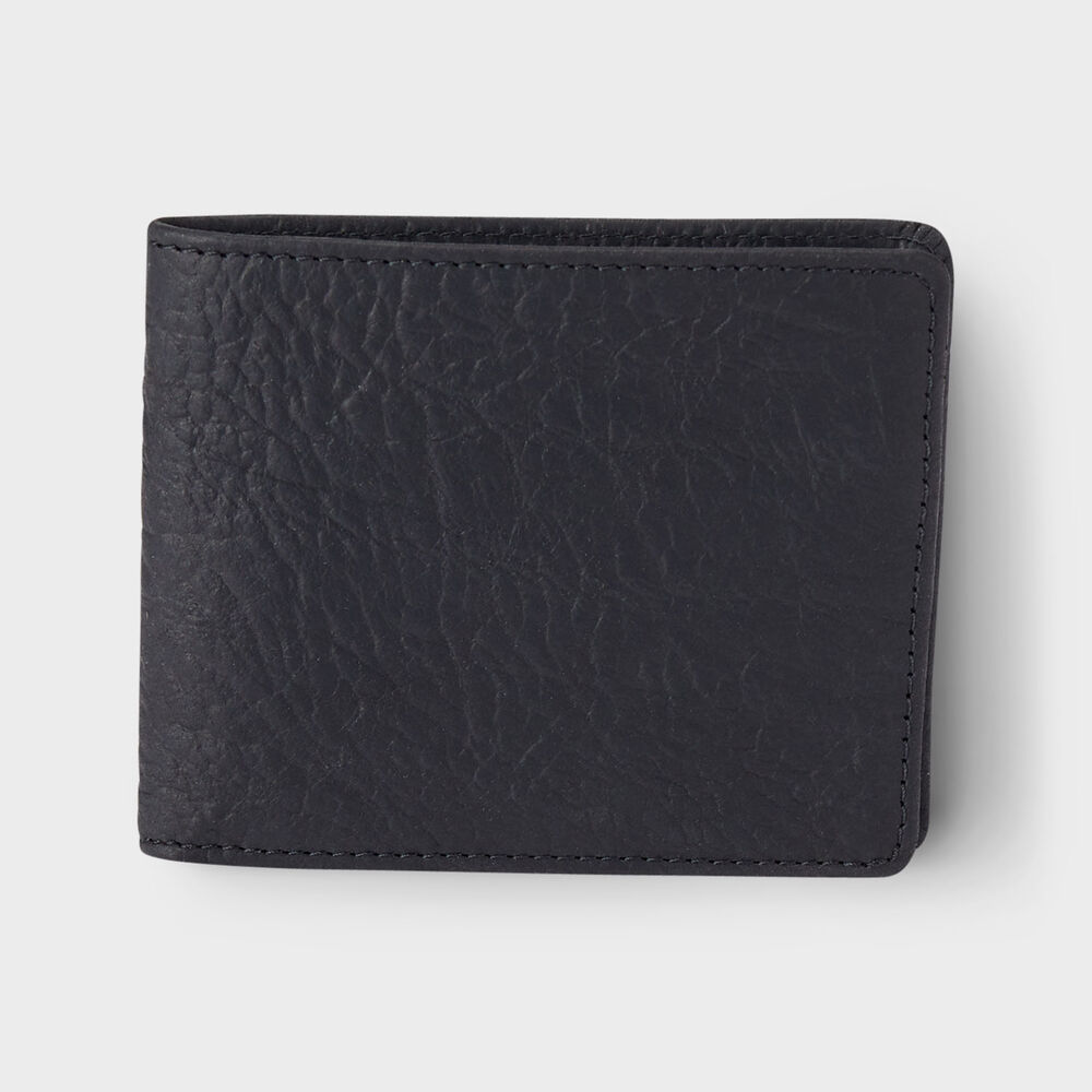 Men's Bison Leather Bi-Fold Wallet BLACK Main Image