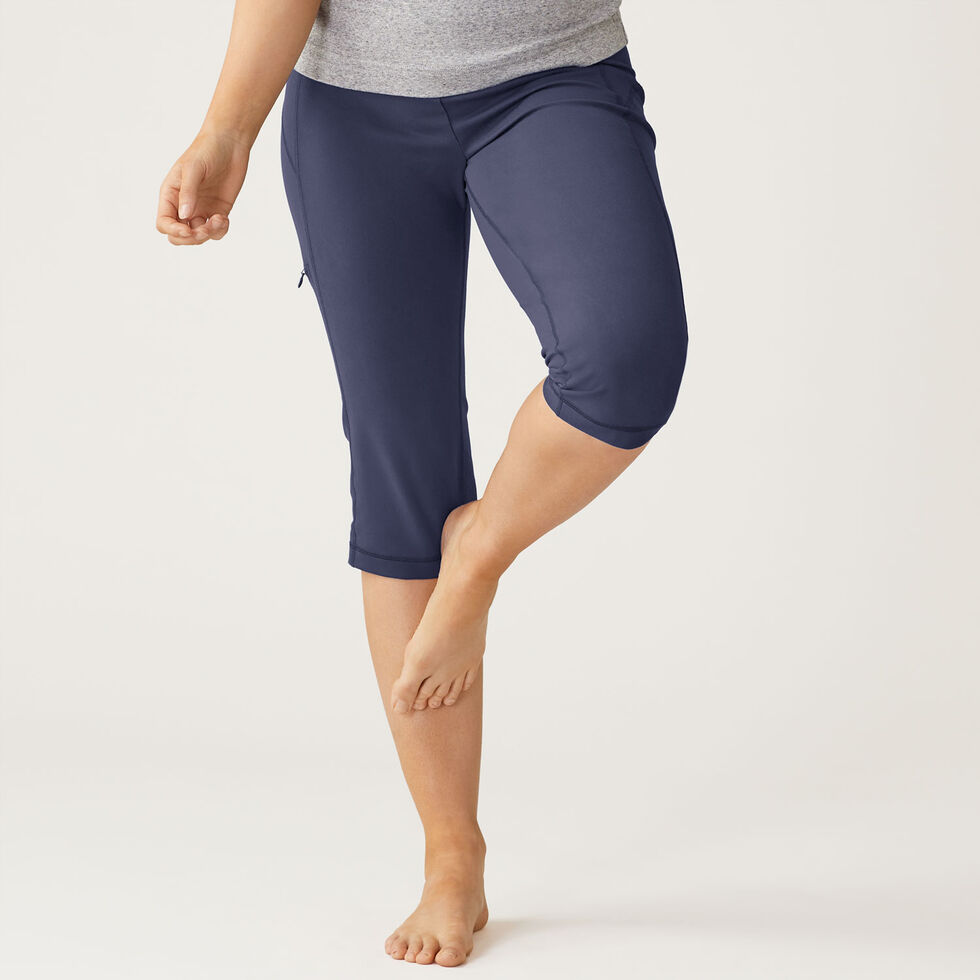 Polyester Stretch Capri Leggings with Hidden Pockets