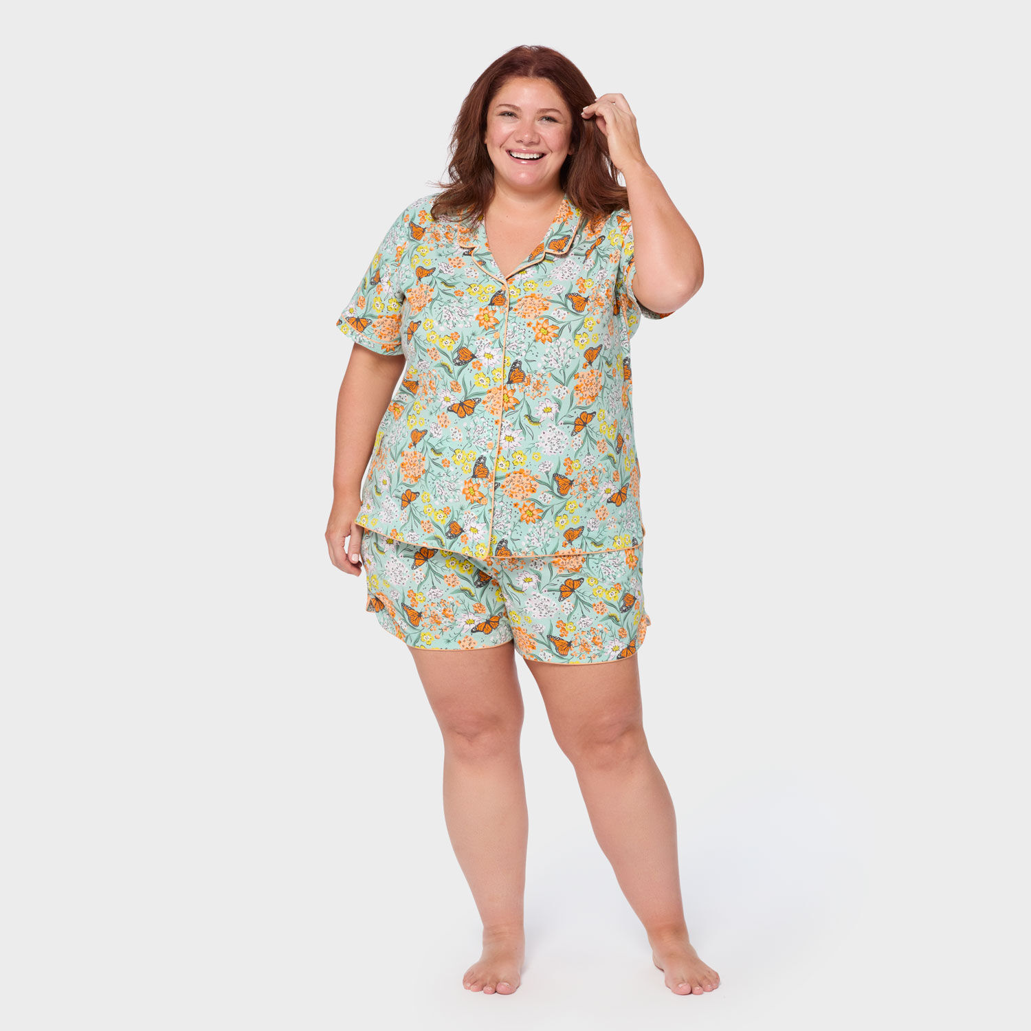 Women's Plus Cotton Knit Printmaker Short Pajama Set | Duluth