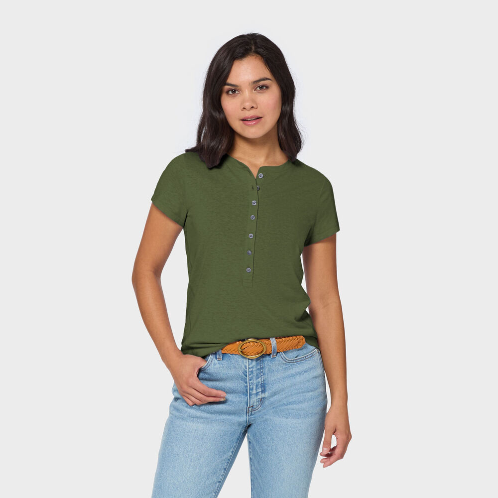 Women's Hemp Knit Short Sleeve Henley Main Image