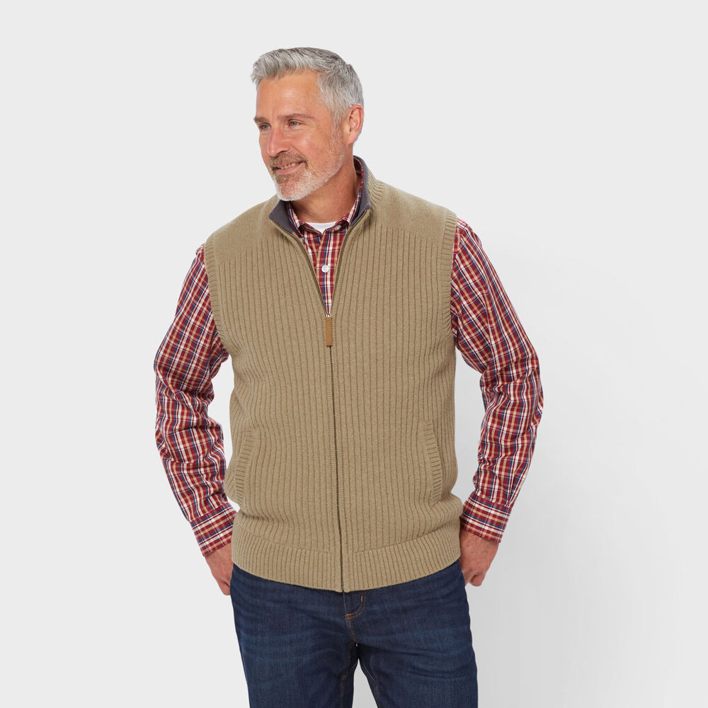 Men's Shetland Wool Windproof Full-Zip Sweater Vest Main Image
