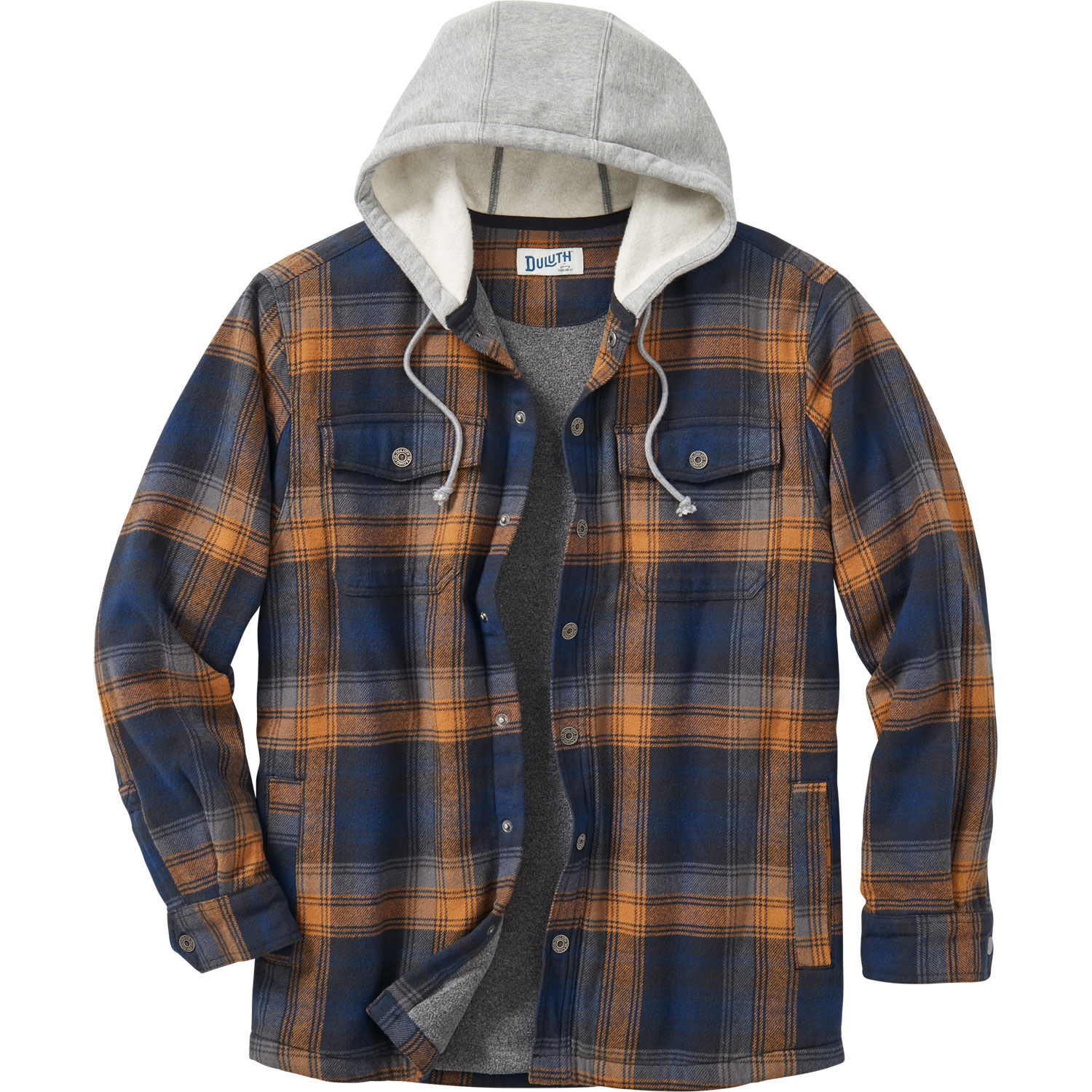 Fleece lined flannel clearance shirt with hood