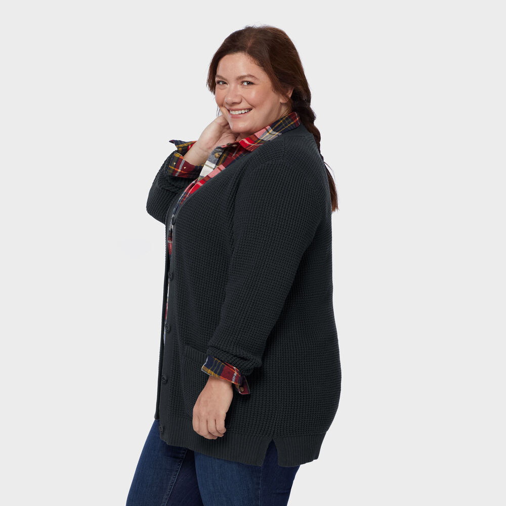 Women's Plus Heritage Waffle Stitch Cardigan Sweater Main Image