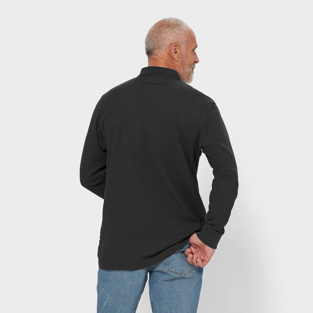 Men's No Polo Shirt Long Sleeve with Pocket Main Image