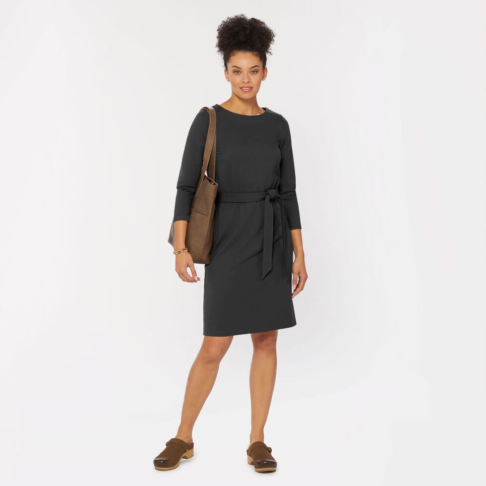 black dress 3 4 sleeve knee length 3/4 Sleeve Beth Bamboo Dress