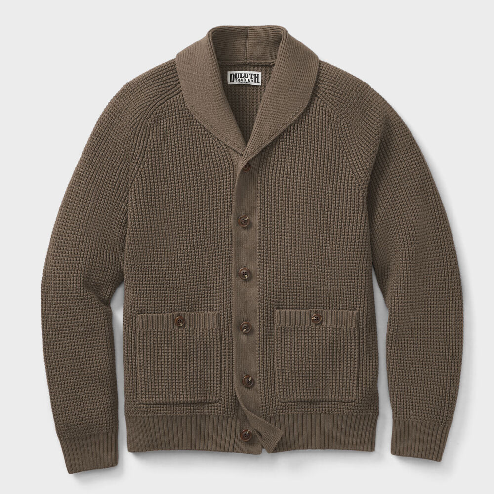 Men's Burly Retirement Shawl Collar Waffle Cardigan Main Image