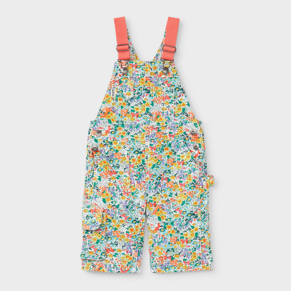 Red Floral Kids Overalls