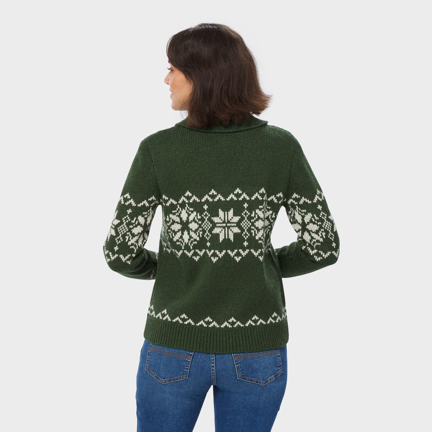 Women's Woolpaca Zip-Front Jacquard Cardigan | Duluth Trading Company
