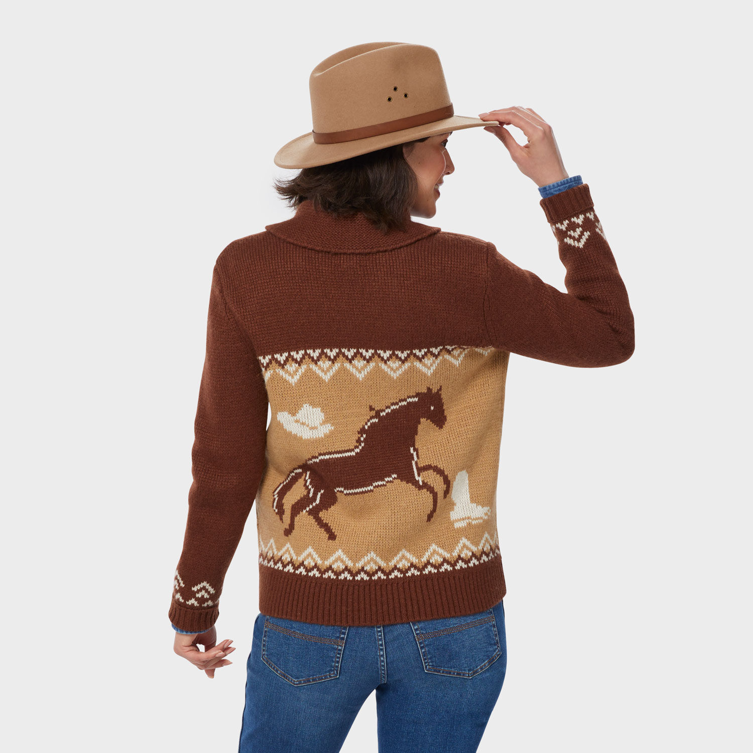 Women's Woolpaca Zip-Front Jacquard Cardigan | Duluth Trading Company