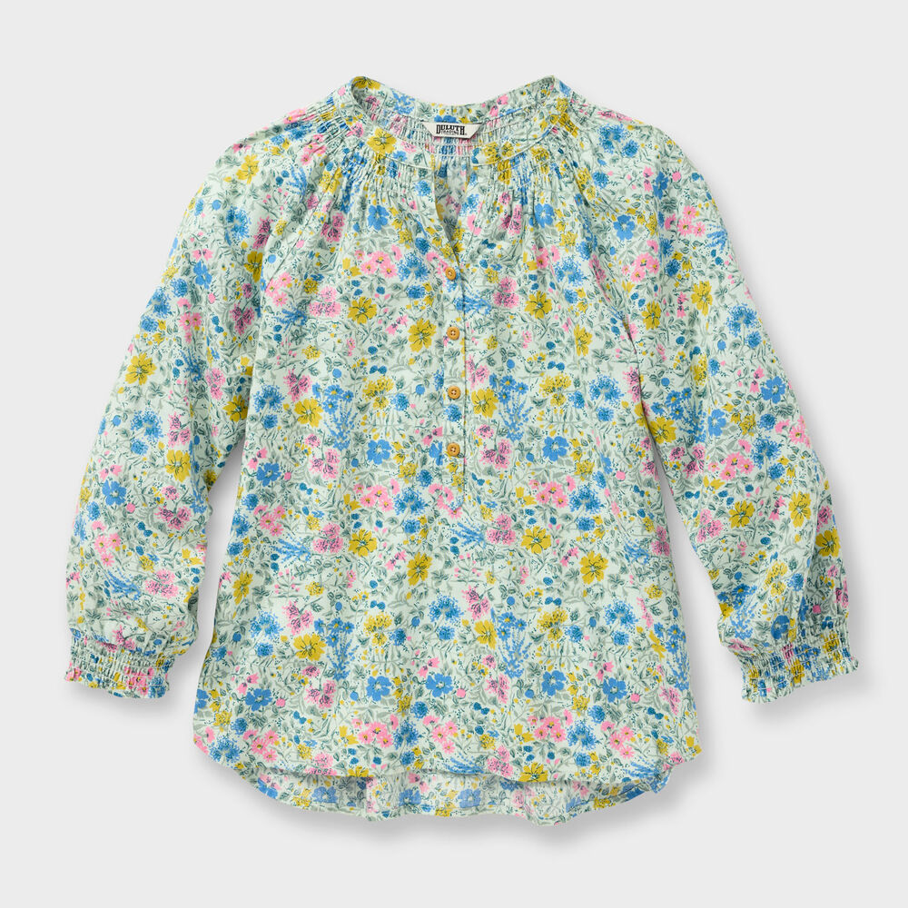 Women's Artisan Hemp 3/4 Sleeve Smocked Blouse Main Image