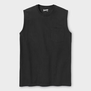 Men's Longtail T Std Fit Sleeveless Crew w/Pocket BLK SM