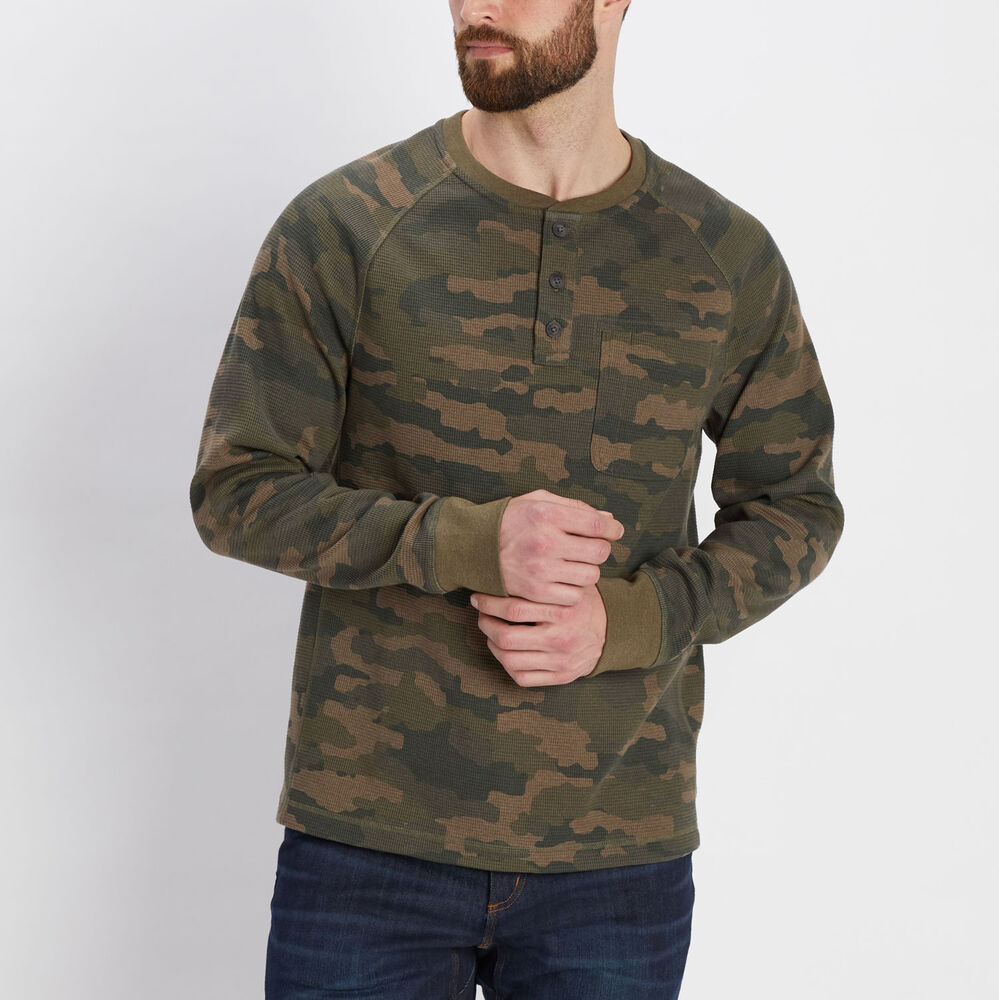 Men's Burly Thermal Standard Fit Camo Henley Main Image