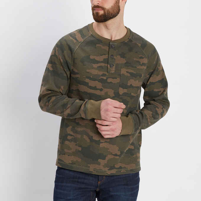 Men's Burly Thermal Standard Fit Camo Henley