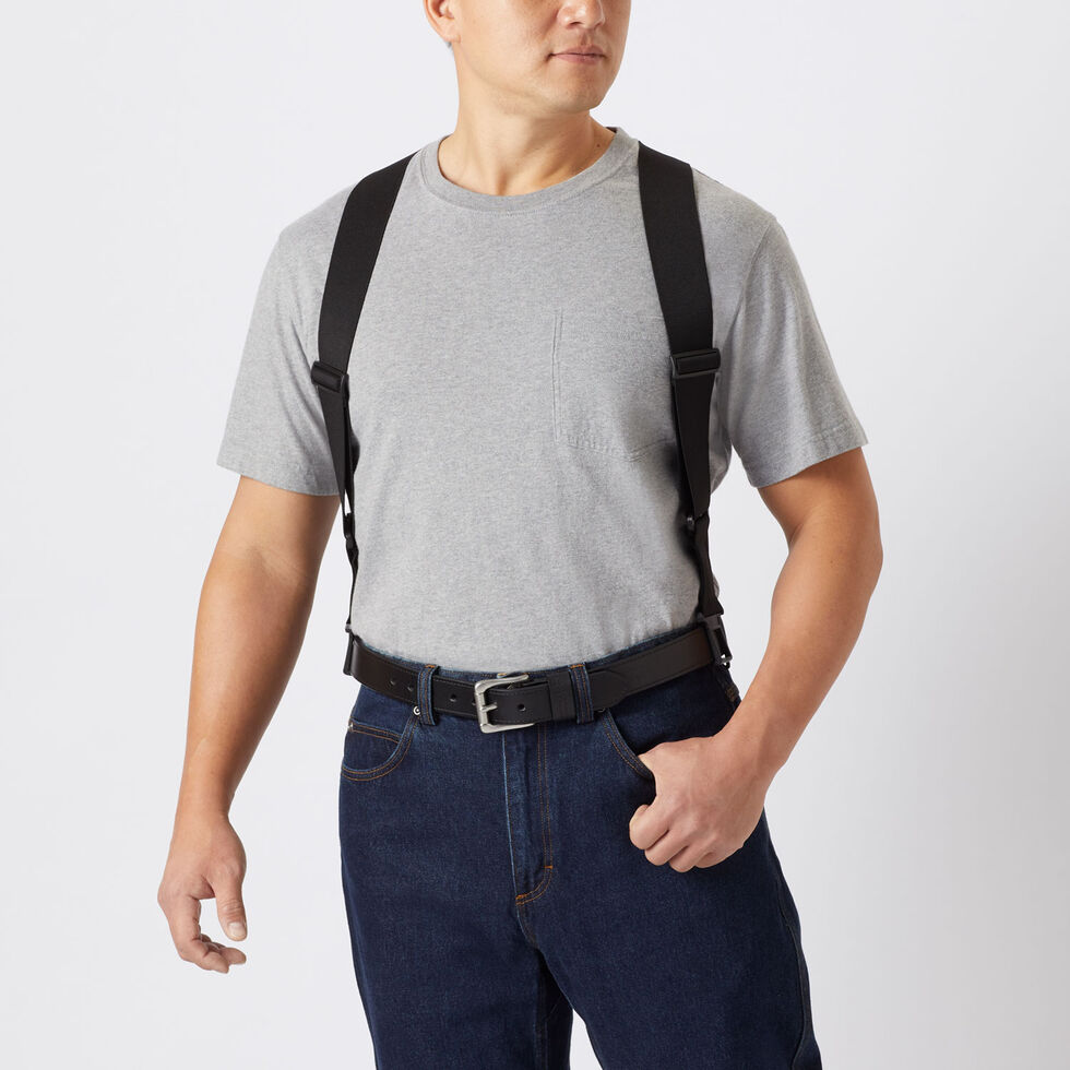 Hold'Em Suspenders for Men Heavy Duty Utility Clips 2 Wide - Black 
