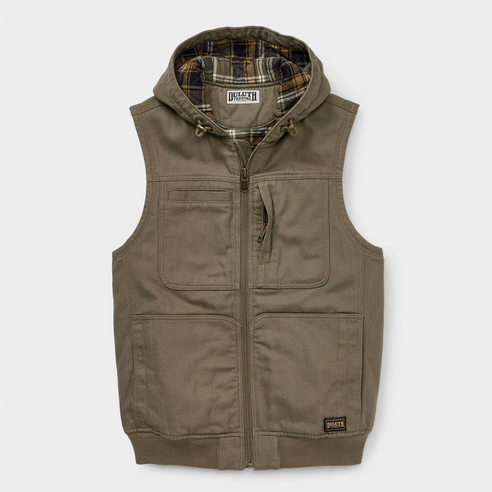 Men's Fire Hose Flannel-Lined Hooded Vest Duluth Trading Company
