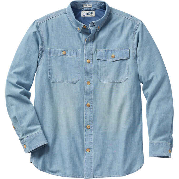 Men's CoolMax Chambray Standard Fit Long Sleeve Shirt | Duluth Trading ...