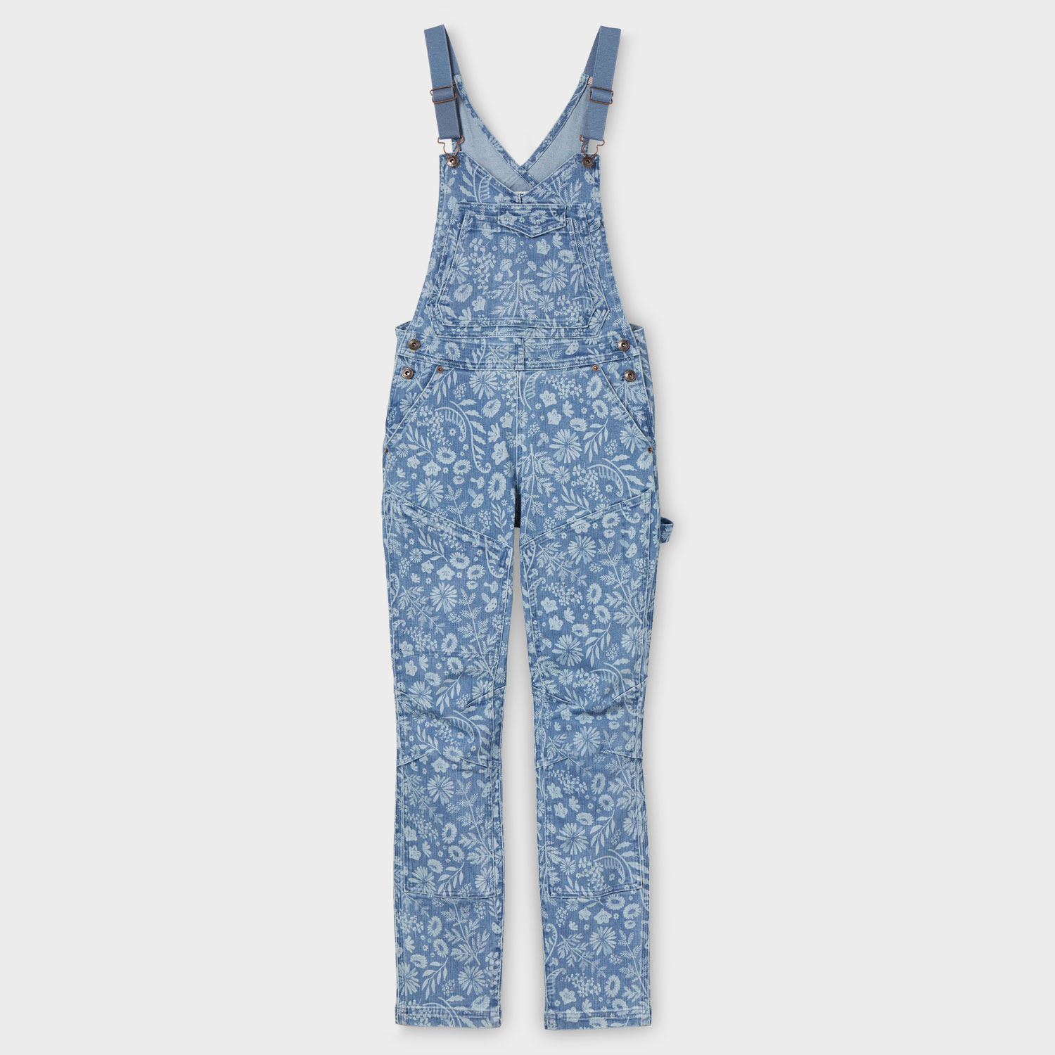 Duluth Trading Co Eclipse Blue Wash Women's Double Flex Denim COOLMAX top Overalls