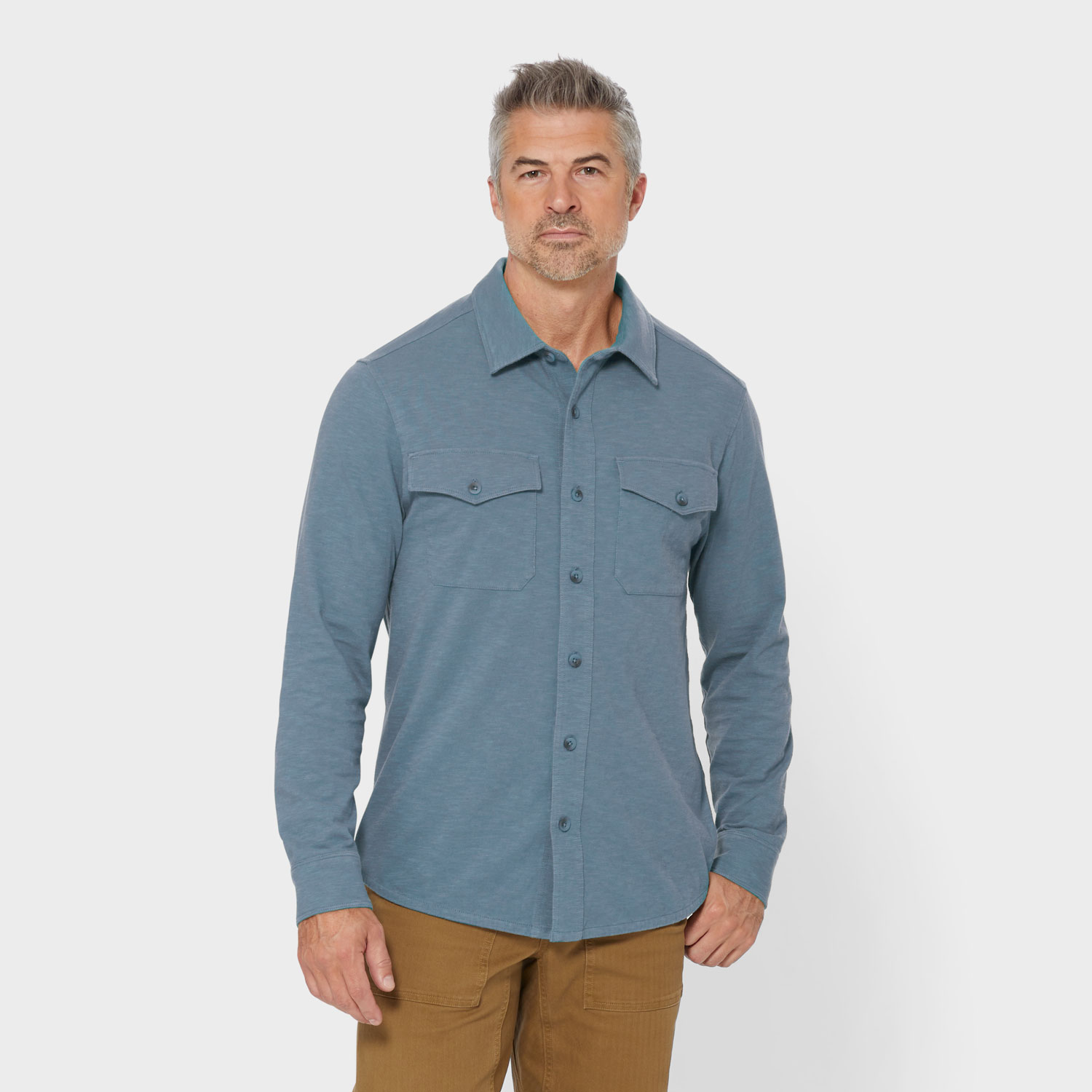 Men's Knit Button Down Shirt