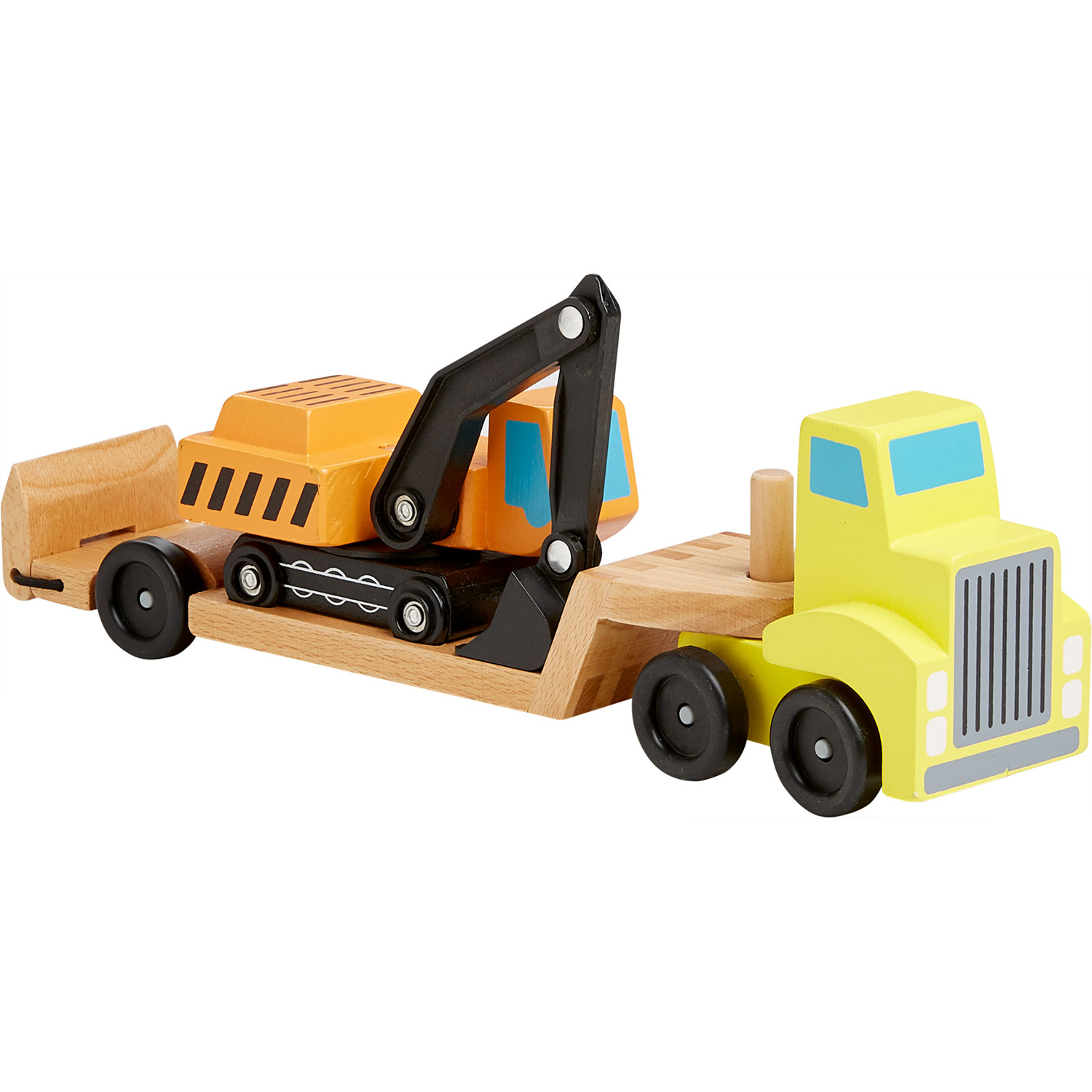 Trailer And Excavator Wooden Vehicles Play Set 