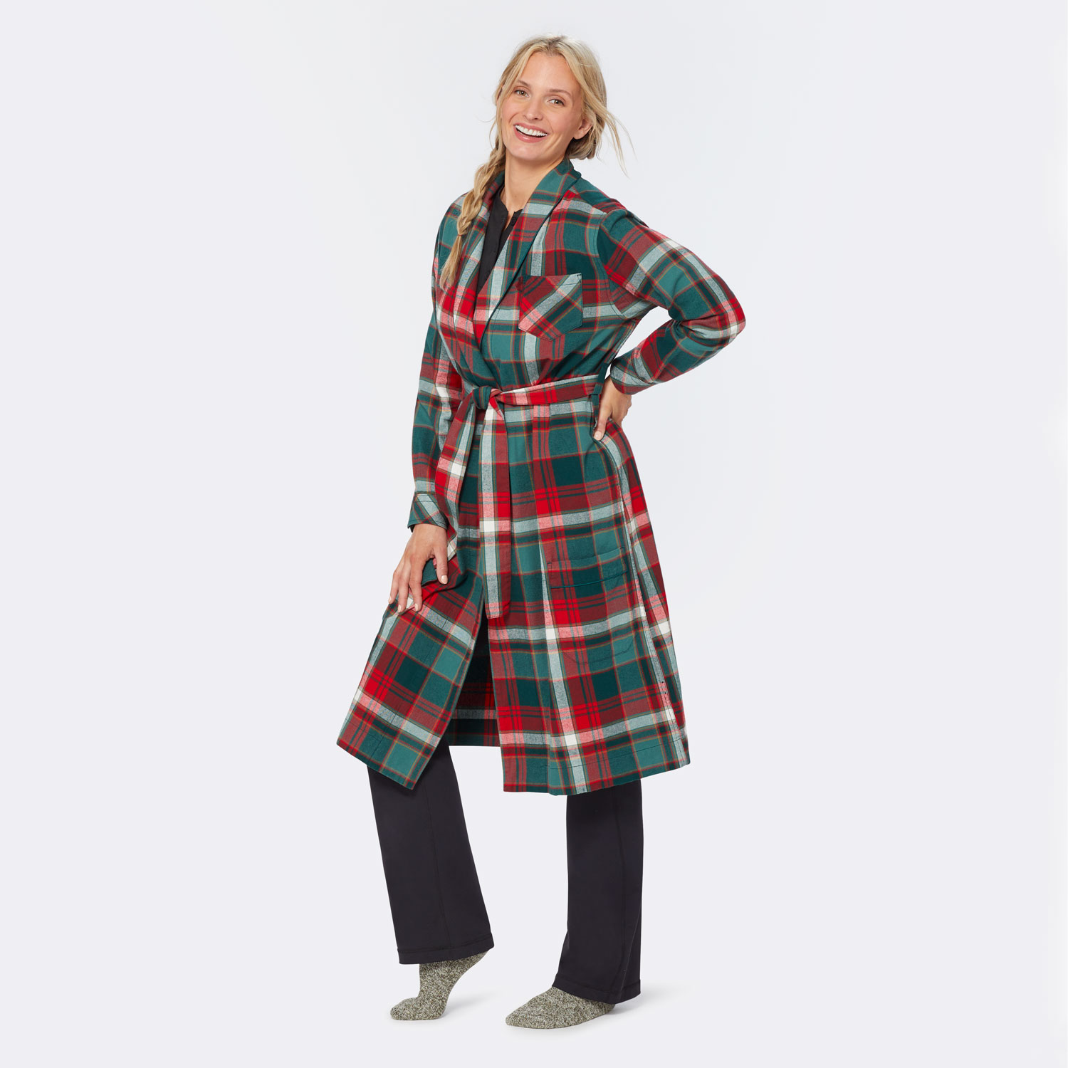 knee length dresses for ladies Brushed Cotton Flannel Dressing Gown | Bonsoir of London