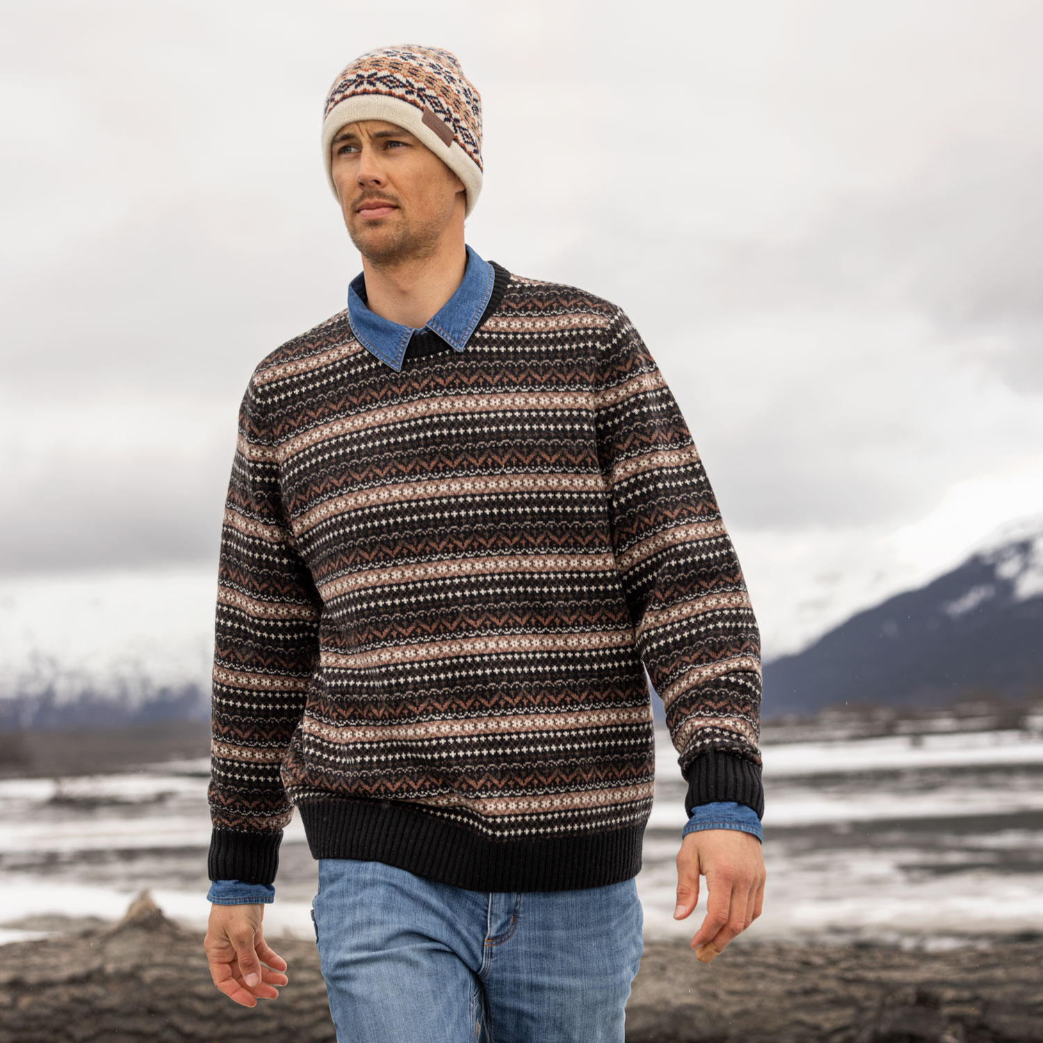 Men's Lambswool Fair Isle Crew Sweater