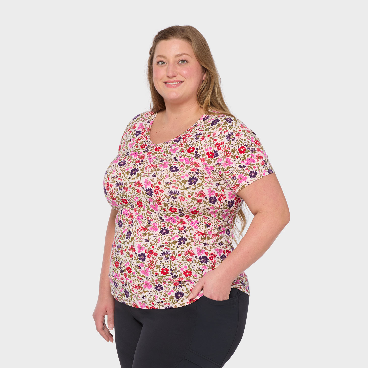 Women's Plus No-Yank V-Neck Tee