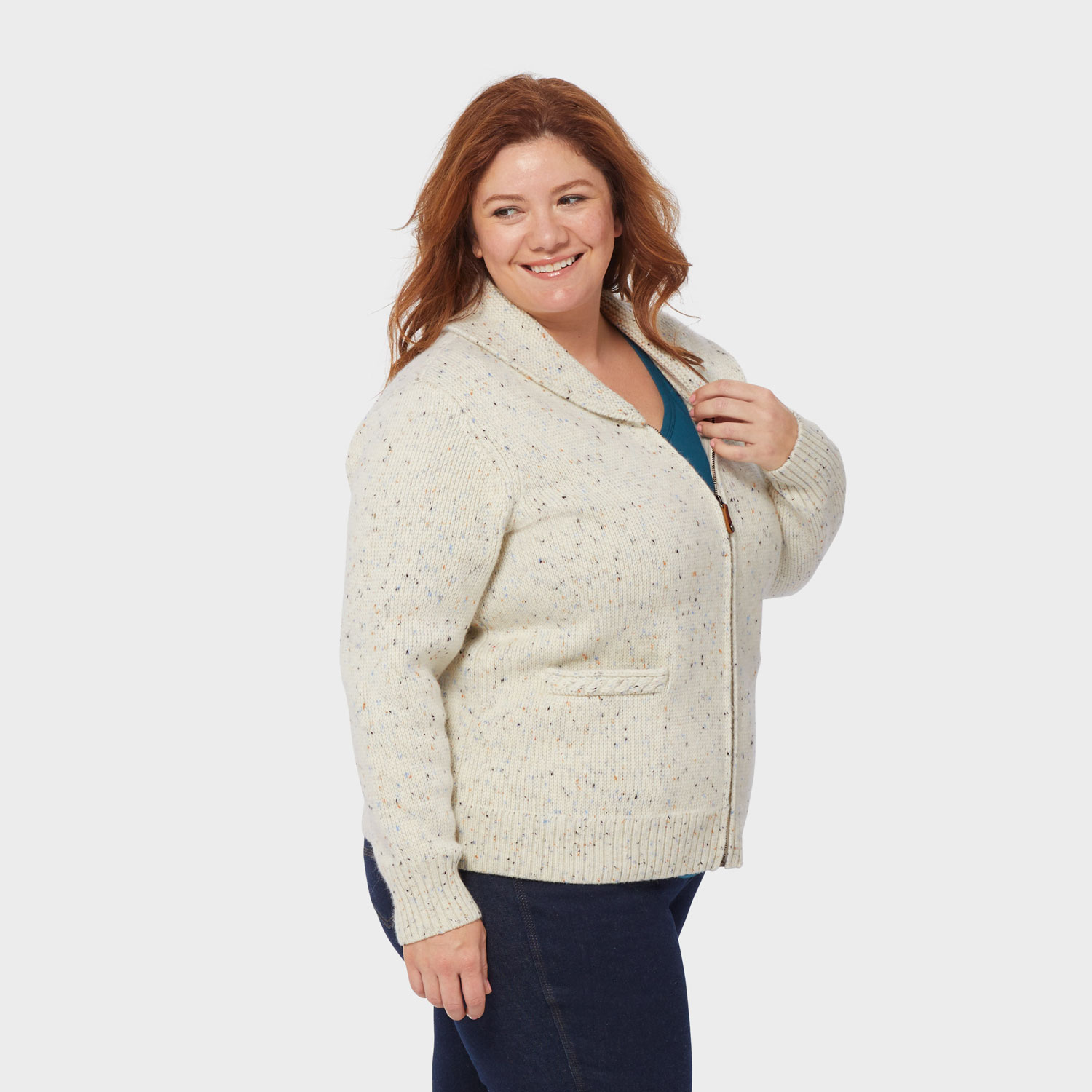 Women's Plus Woolpaca Zip-Front Jacquard Cardigan - image 3