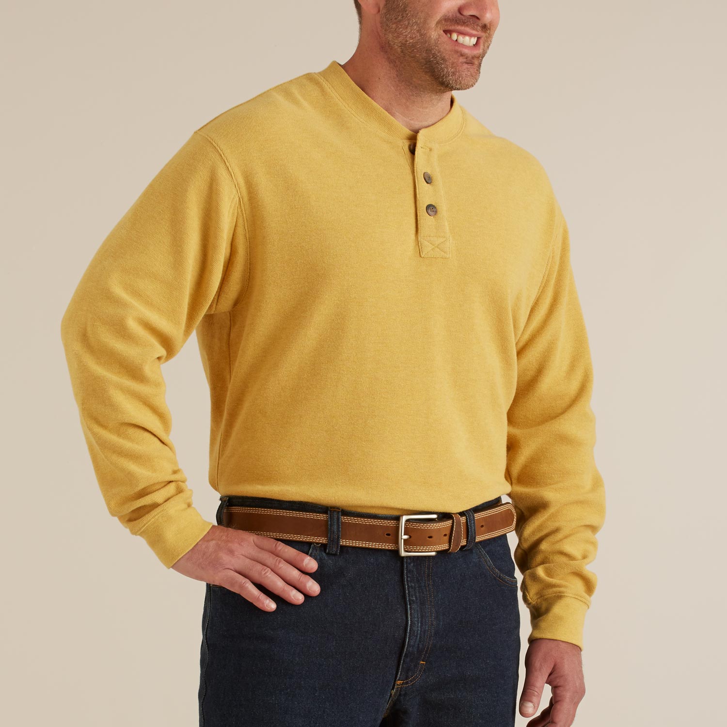 Chemise Homme Duluth Trading 3XL Marron - Manches Longues Henley Thermique - Coton Tricoté - Occasion TB