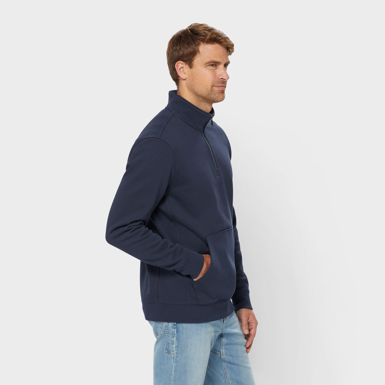 Men's Souped-Up Sweats Pullover Quarter Zip Mock Neck - image 3