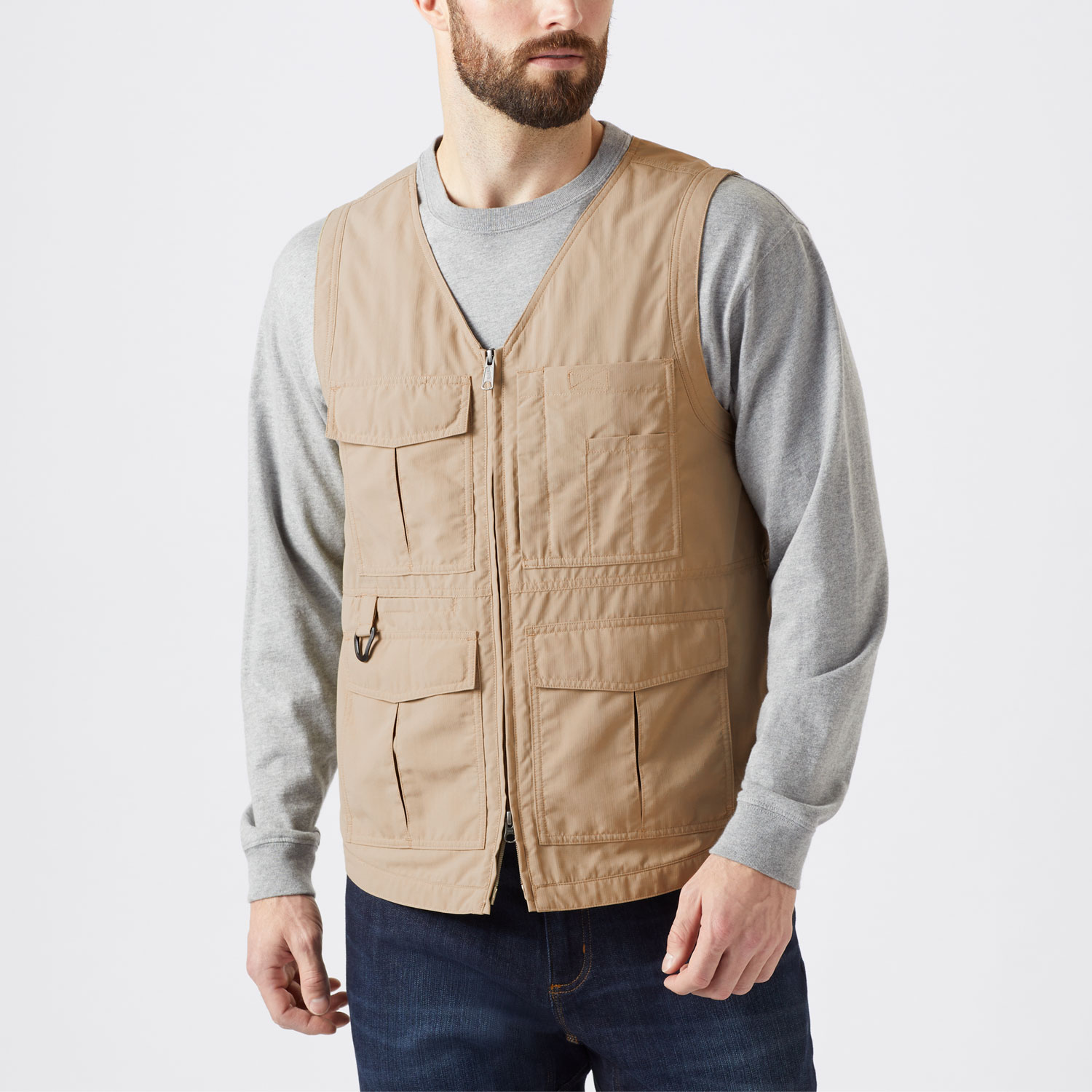Duluth Trading Mens XL Fishing Work Vest Jacket 2 Zipper Nylon Vented  Pockets 